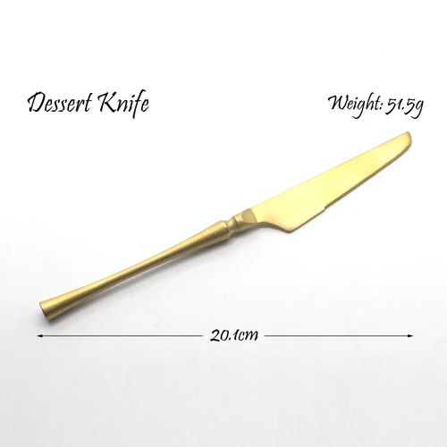Dessert Knife Королевский Золотой Западная обеденная посуда набор столовых приборов 304 Матовый нержавеющий с золотым ножом вилка набор кухонных принадлежностей 1 шт - Цвет: Dessert Knife