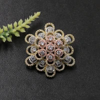 lanyika fashion jewelry distinctive design hollow snow flower brooch pendant dual use for wedding micropaved luxury popular gift