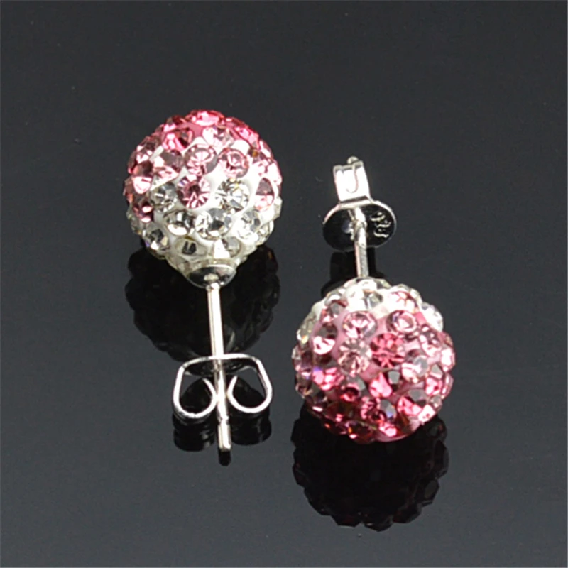 Женские сережки гвоздики черные с постепенным изменением серебряного цвета 10 мм