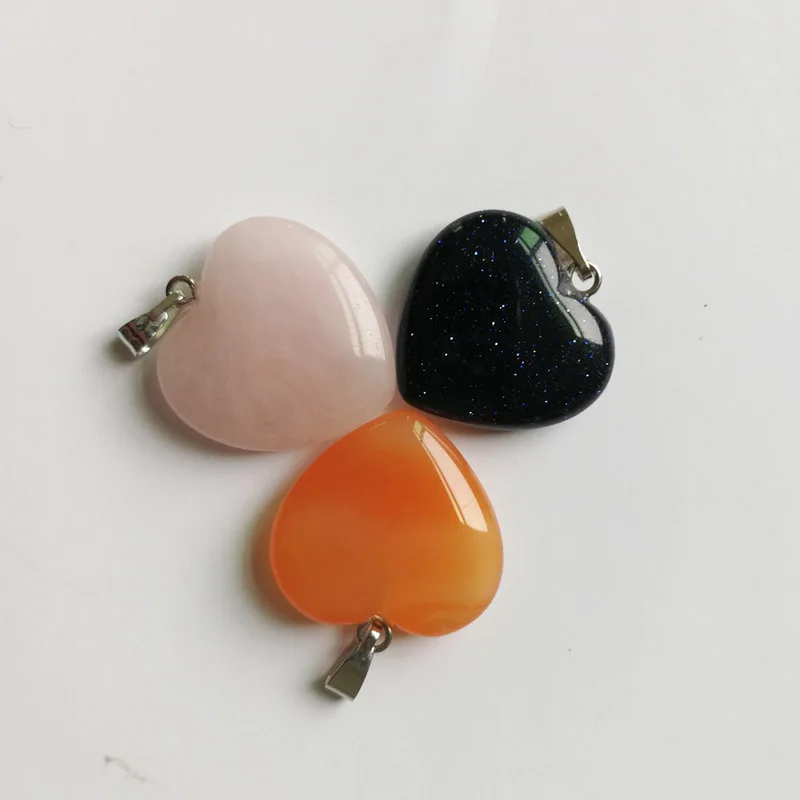 12 шт./лот подвески из натурального камня в форме сердца для изготовления