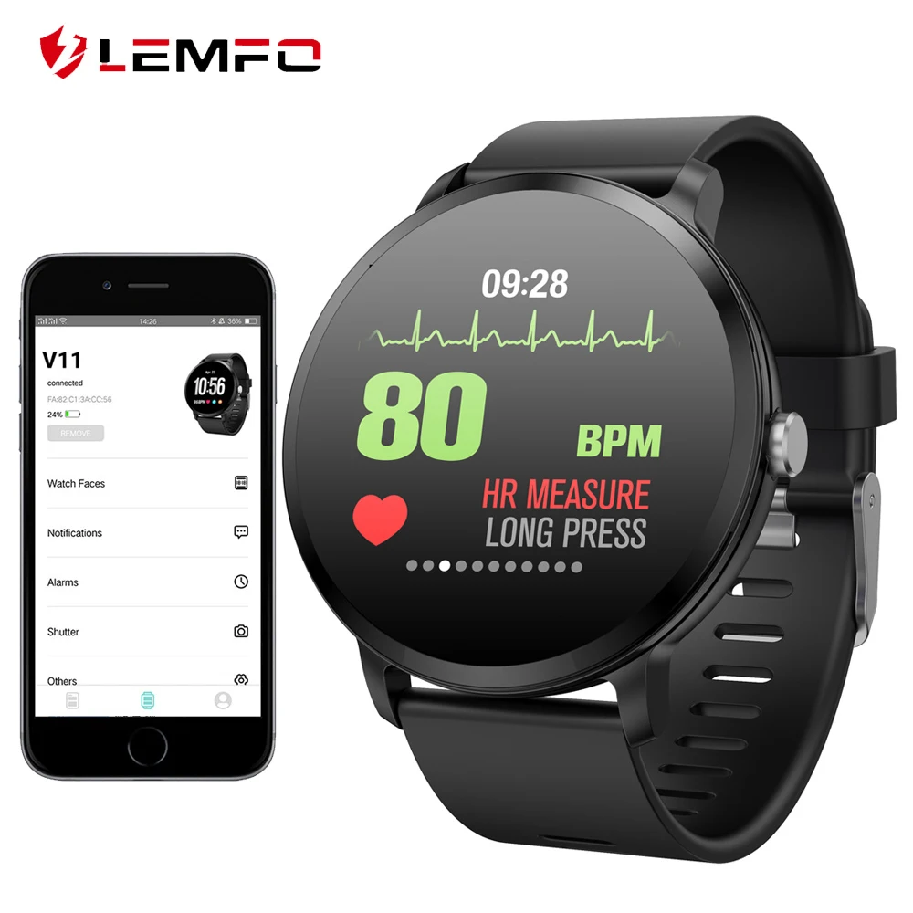Смарт-часы LEMFO V11 IP67 водонепроницаемые из закаленного стекла фитнес-трекер