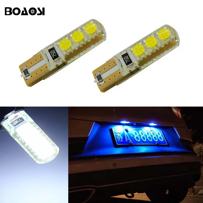 BOAOSI 2x T10 W5W светодиодный автомобильные лампочки Canbus t10 фотолампы с номерной знак