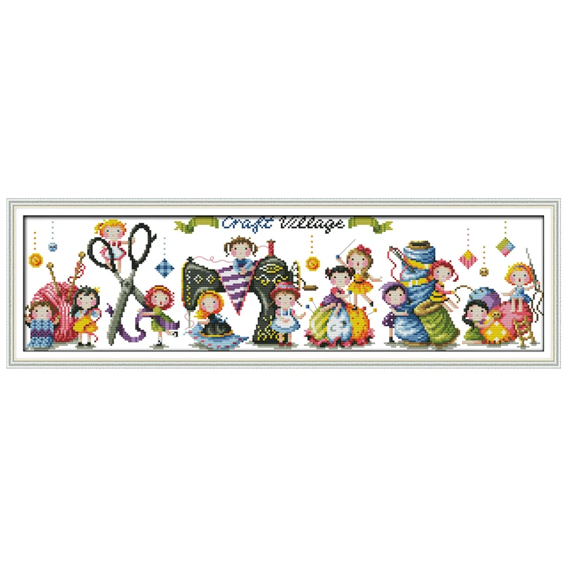 

Craft Village Cartoon Patterns Counted Cross Stitch Sets Chinese Cross-stitch Kits Embroidery Needlework