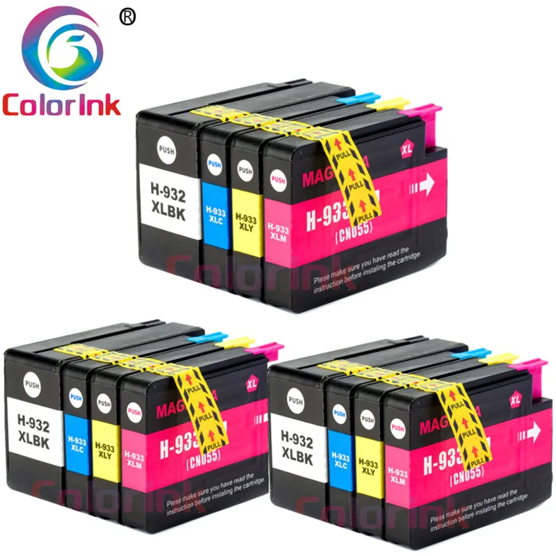 12 Pack Цвет чернил 932 933 чернильный картридж для hp 932 932XL 933XL hp Officejet 6100 6600 6700 7110 7610 7612 7510 7512 принтер - Цвет: 12 Pack