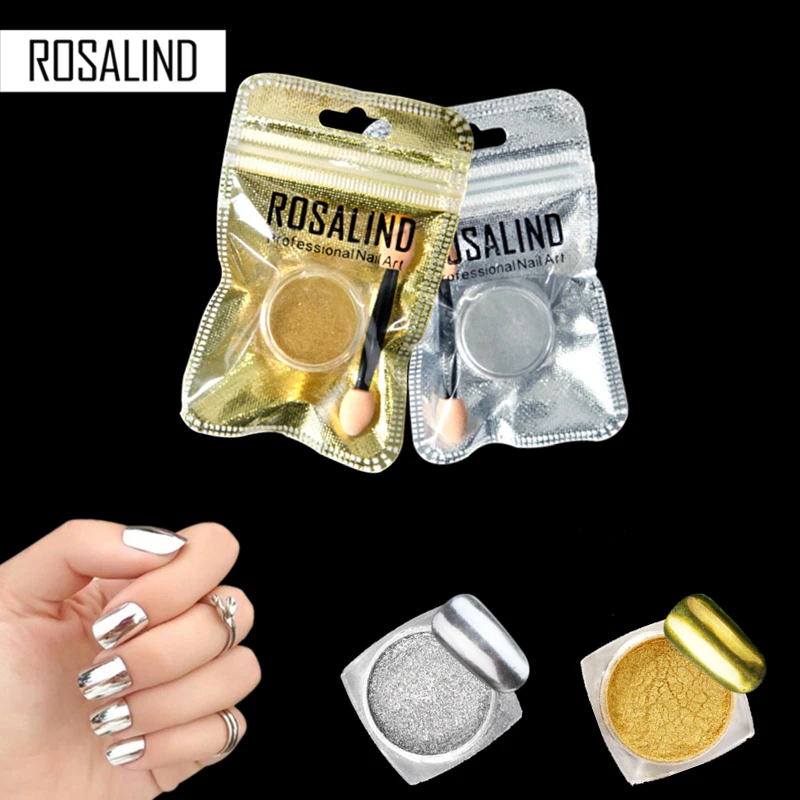 Волшебное зеркало ROSALIND хромированный порошок для ногтей Блестящий пылезащитный