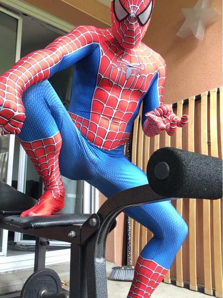Со спайди линзами, костюм Raimi Человека-паука с 3D принтом, костюмы Raimi Человека-паука, костюм зентай из спандекса для косплея