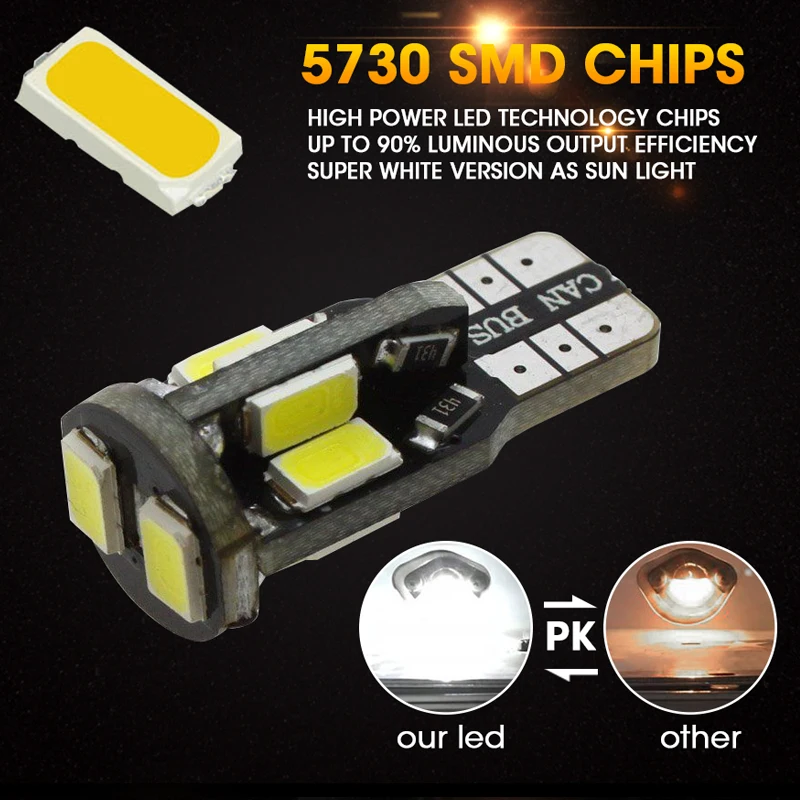 Hlxg 4 шт. T10 светодиодный лампы белого цвета 168 501 W5W светильник танкетке 10 SMD 5730