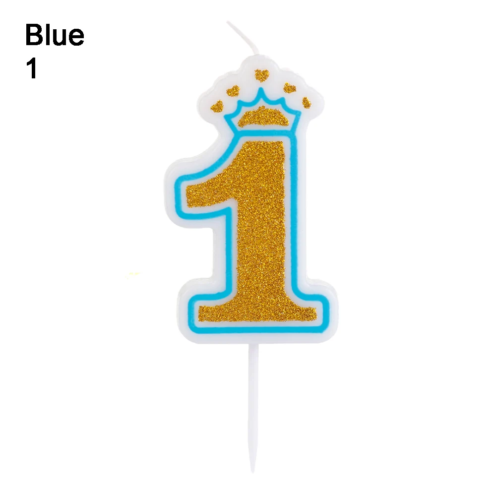 Blue-1 Новые блестящие туфли; Цвет: розовый, золотистый/синий 1 2 3 4 5 6 7 8 9 0 коронный номер лампы в форме свечи для детей мальчиков и девочек День рождения торт декоративные свечи - Цвет: Blue-1