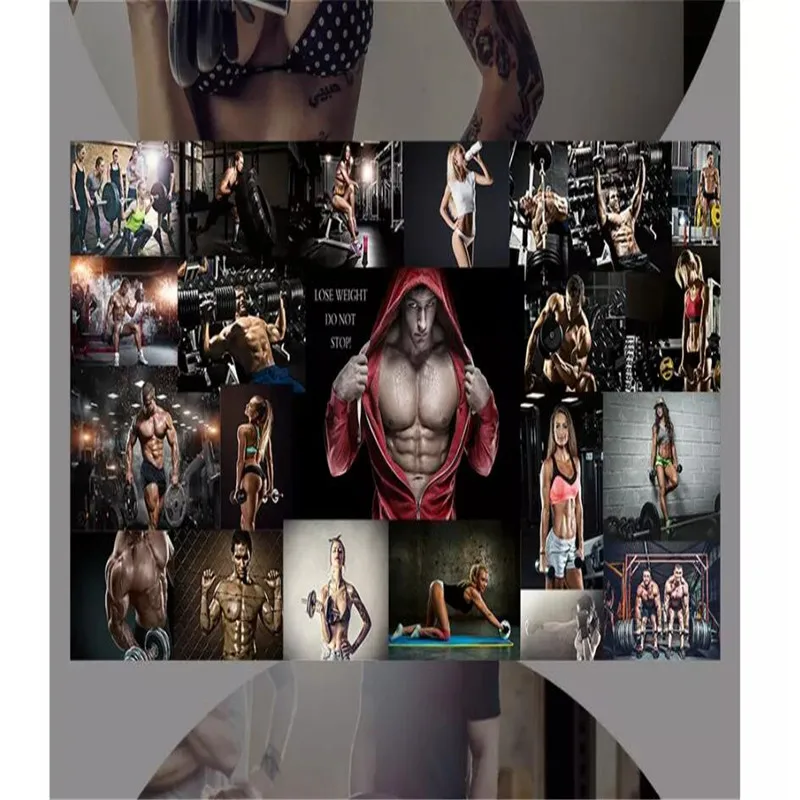 

Fashion gym boxing gym sexy men and women poster tooling background wall professional production wallpaper mural