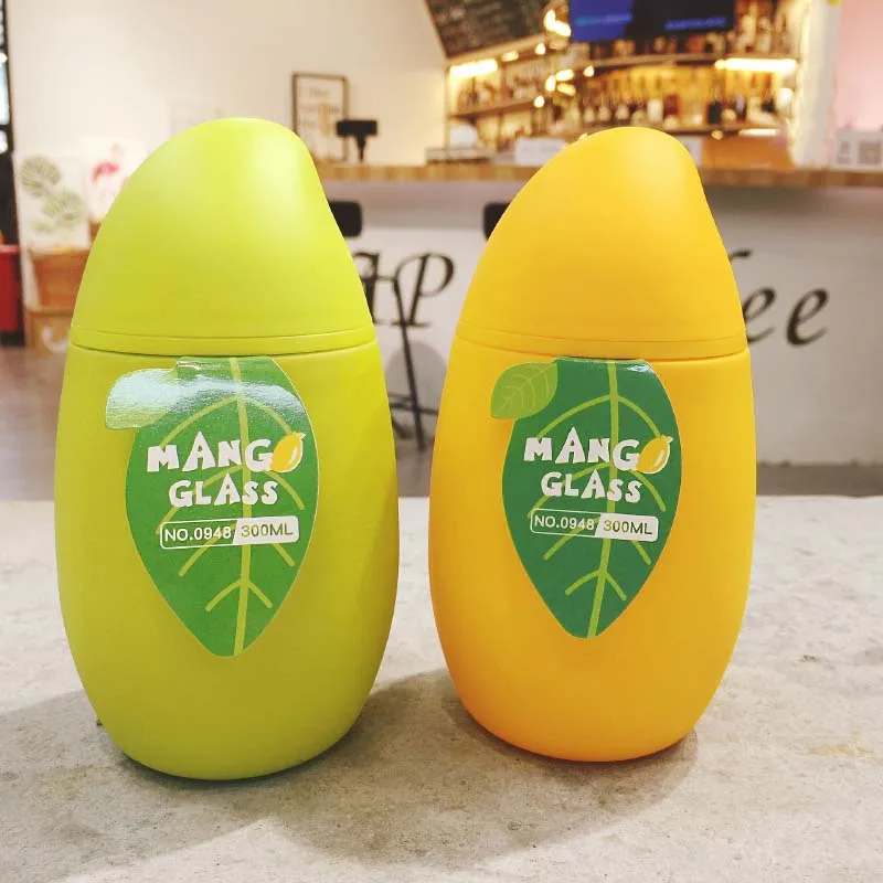 Креативная стеклянная бутылка для воды в форме манго с силиконовым ремнем