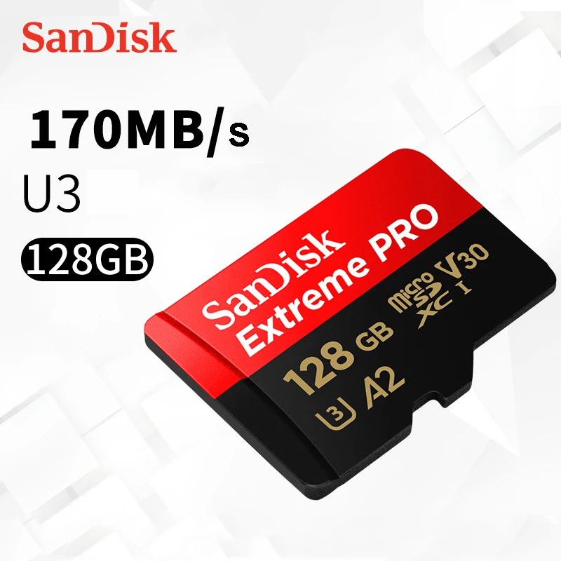 Карта памяти Sandisk Extreme Pro Micro SD до 170 МБ A2 V30 U3 64 ГБ 128 256 MicroSDXC TF карта с адаптером|Карты