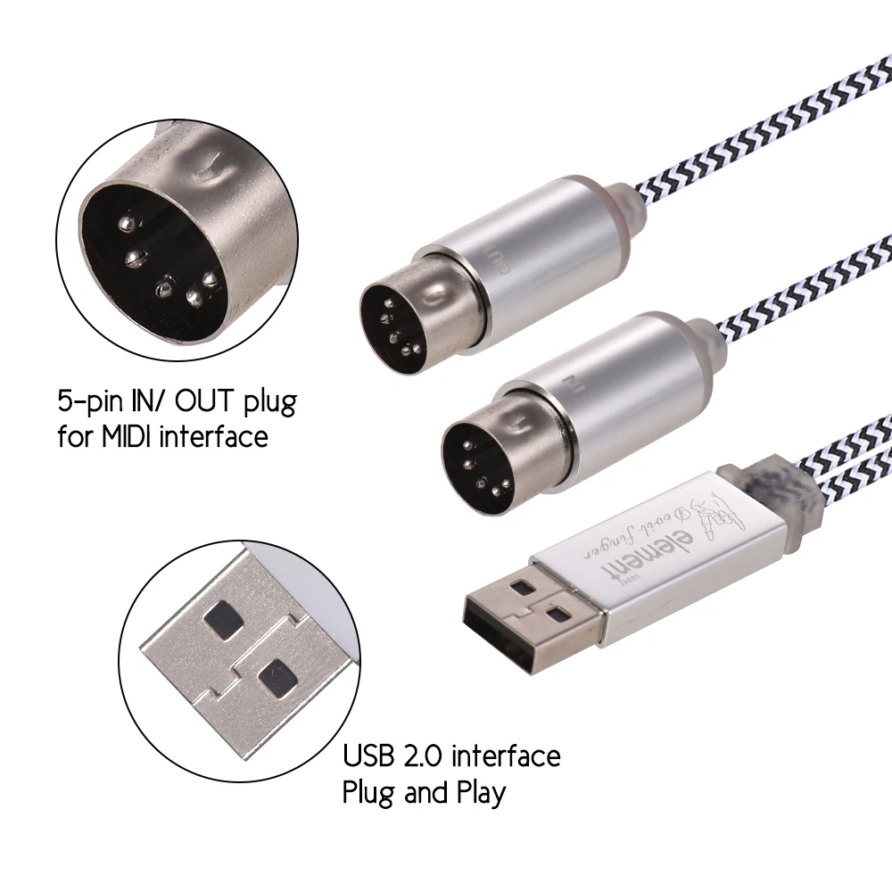 MIDI IN OUT к usb кабелю шнур из алюминиевого сплава вилки для подключения