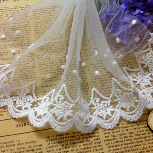 10 ярдов/партия белая вышитая кружевная ткань винтажная отделка в виде Розы