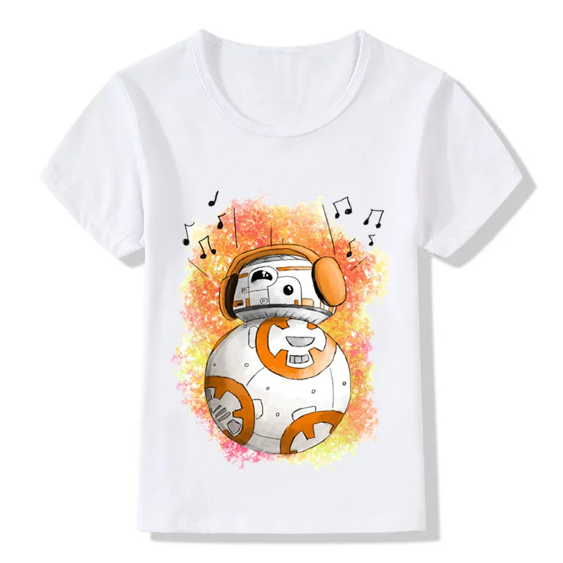 Одежда для мальчиков и девочек BB 8 на ходу из хлопка с принтом хлопковая футболка