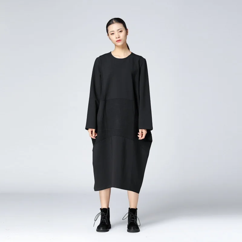 Galcaur новый на осень-зиму Круглый воротник с длинным рукавом Зеленый Сплит