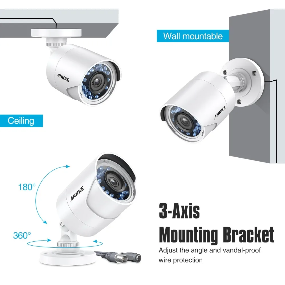 ANNKE 8CH 3MP HD TVI CVI AHD IP 5в1 H.264 + DVR 4 шт. 2MP 1080 P Водонепроницаемая камера умная ИК система