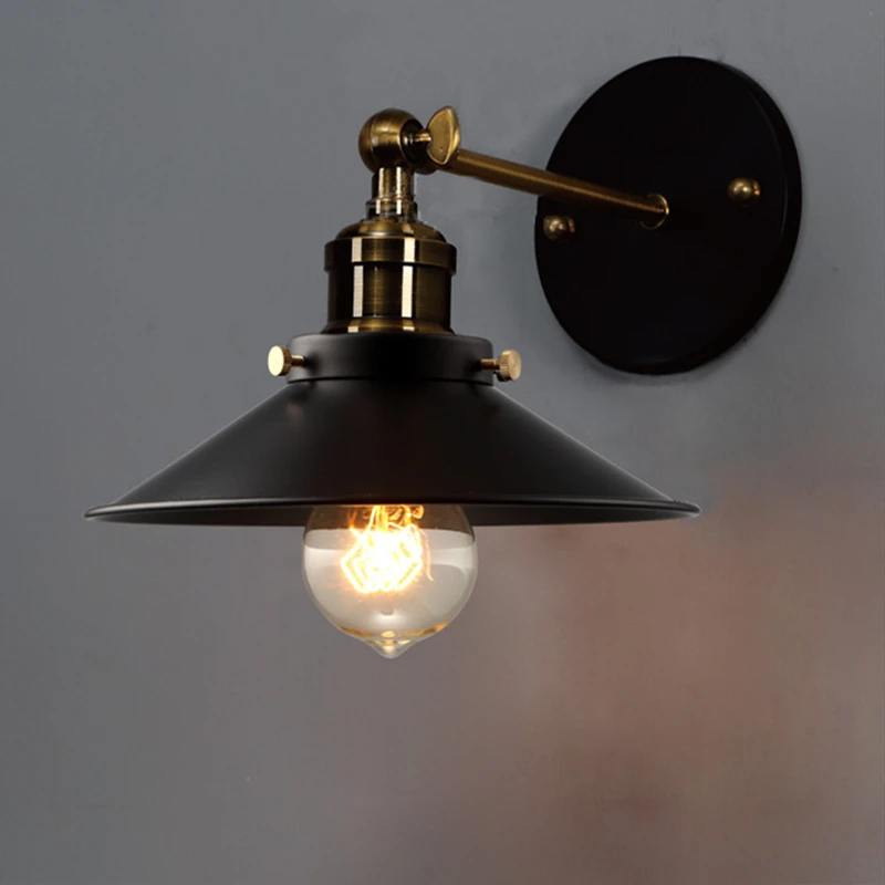 Творческий Nordic Light одной головы черный зонтик настенный светильник Промышленный