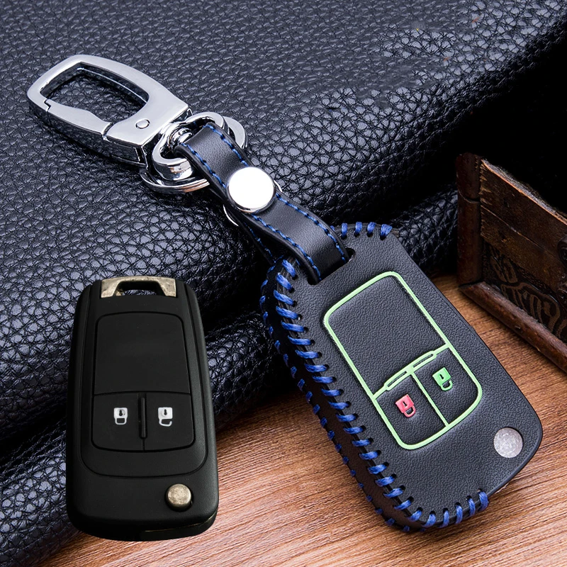 Светящийся кожаный чехол для ключей Ручное шитье buick Chevrolet Cruze Aveo TRAX Opel Astra Corsa Meriva