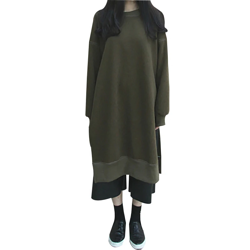 Женское весеннее платье-свитер с круглым вырезом и разрезом | Женская одежда