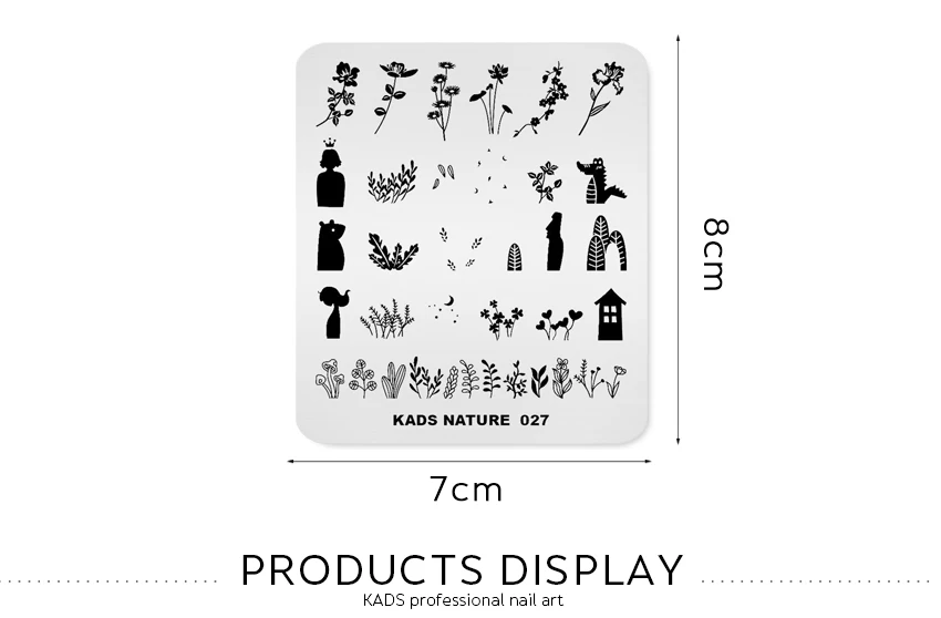 KADS пластины для штамповки ногтей природа 027 листья цветы дизайн изображения шаблон ногтей трафарет Маникюр печать штамповки ногтей