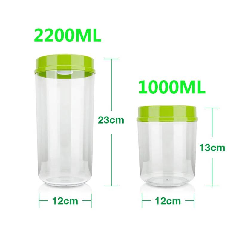 1000ML 2200ML LAIMENG ручной вакуумный контейнер для пищевой работы с вакуумной упаковочной машиной Лучшие Вакуумные канистры 2 шт. с насосом S186 - Цвет: 1000ML 2200ML