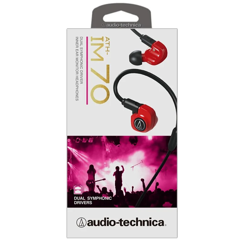 Оригинальные наушники Audio-Technica ATH-IM70, профессиональные мониторные наушники, двойные динамические наушники-вкладыши, 3,5 мм, l-образный гибочный штекер, наушники