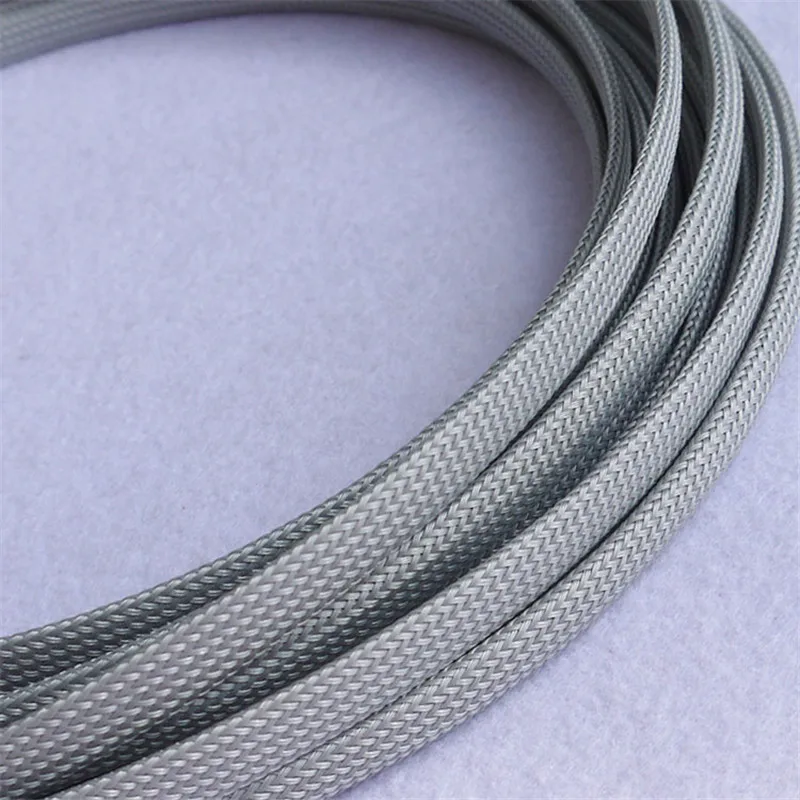 

1/5/20/50/200 Meters Gray - High quality 6mm Braid PET Expandable Sleeving High Density Sheathing Plaited Cable Sleeves