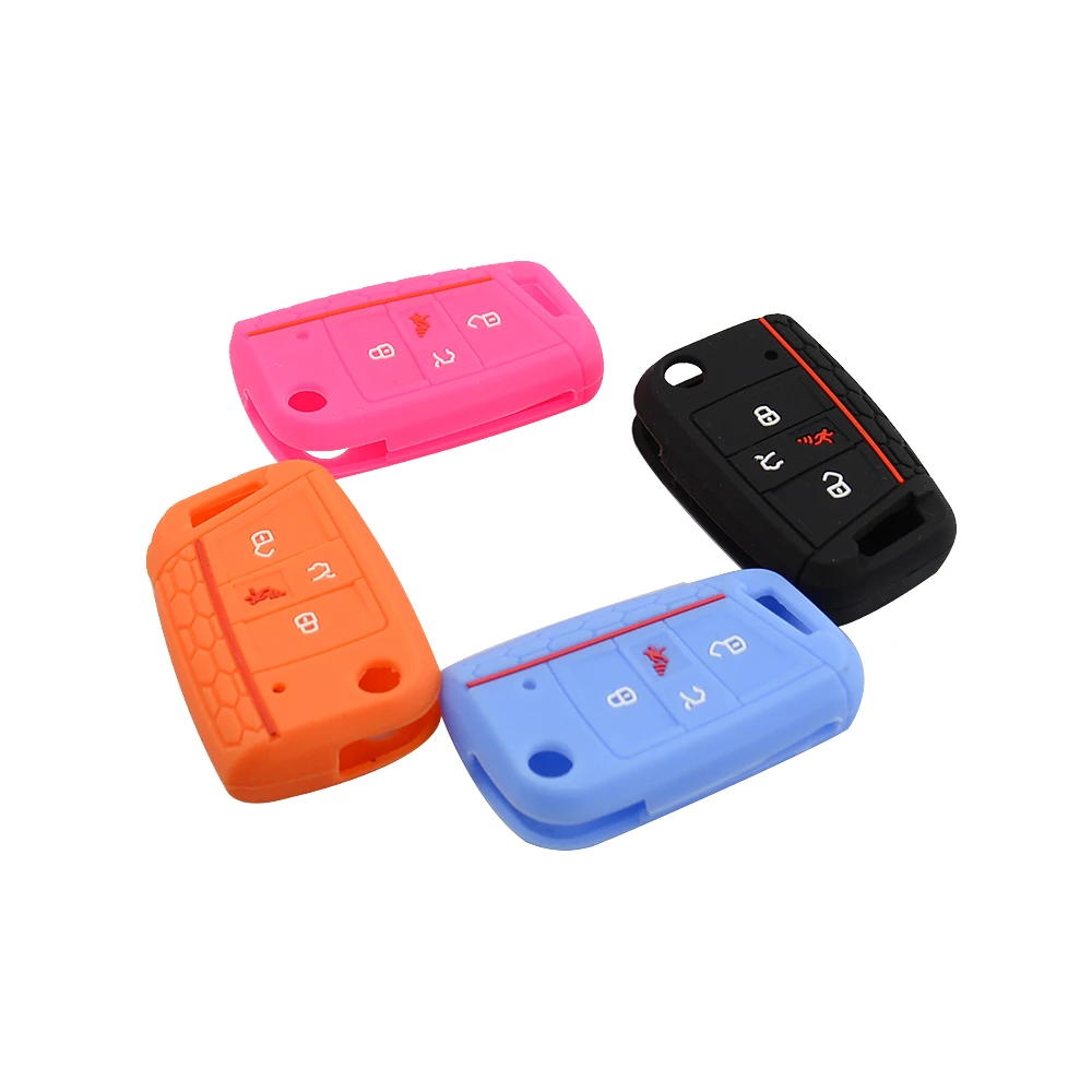 OKeyTech силиконовый резиновый 4 кнопки автомобильный брелок для ключей чехол V W Skoda