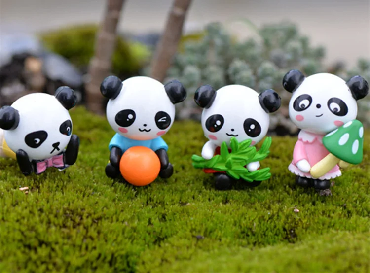 Dreamme 4 styles Naughty Panda 3.7cm PVC Cute Miniature Figurine Anime Action Figure Toys for Home Garden Decor DIY Accessories | Игрушки и