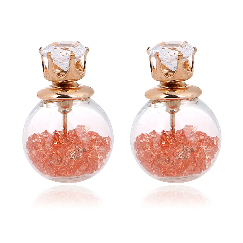 JINSE стеклянная лампа серьги Циркон Bijoux Мода 2016 новинка розовое золото цвет