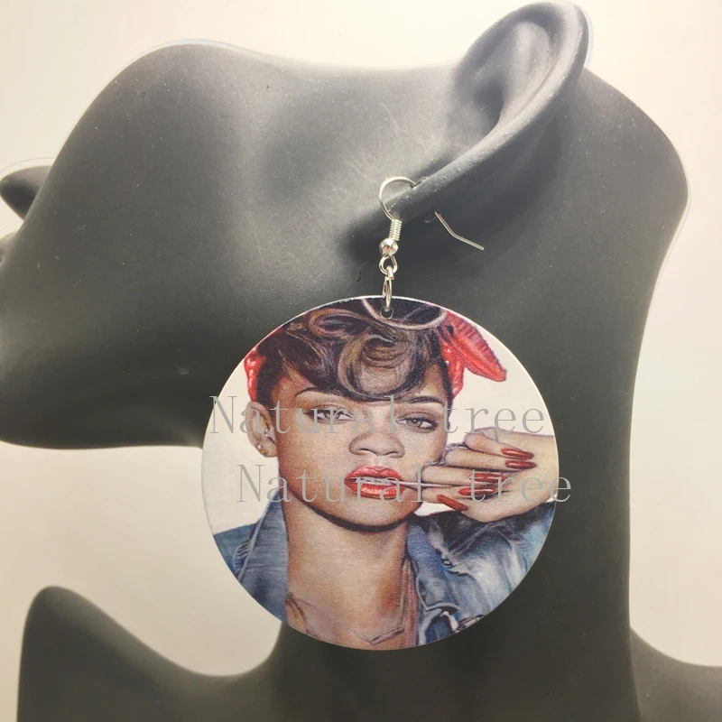 Сексуальные черные женские деревянные серьги с принтом|wooden earrings|black wooden earringssexy