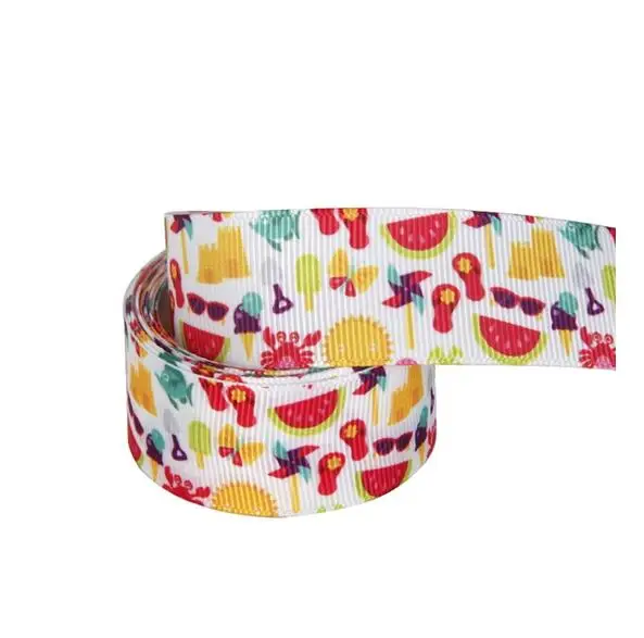 

50Y Free shipping 1" summer design printed grosgrain ribbon DIY handmade materials,wedding gift wrap