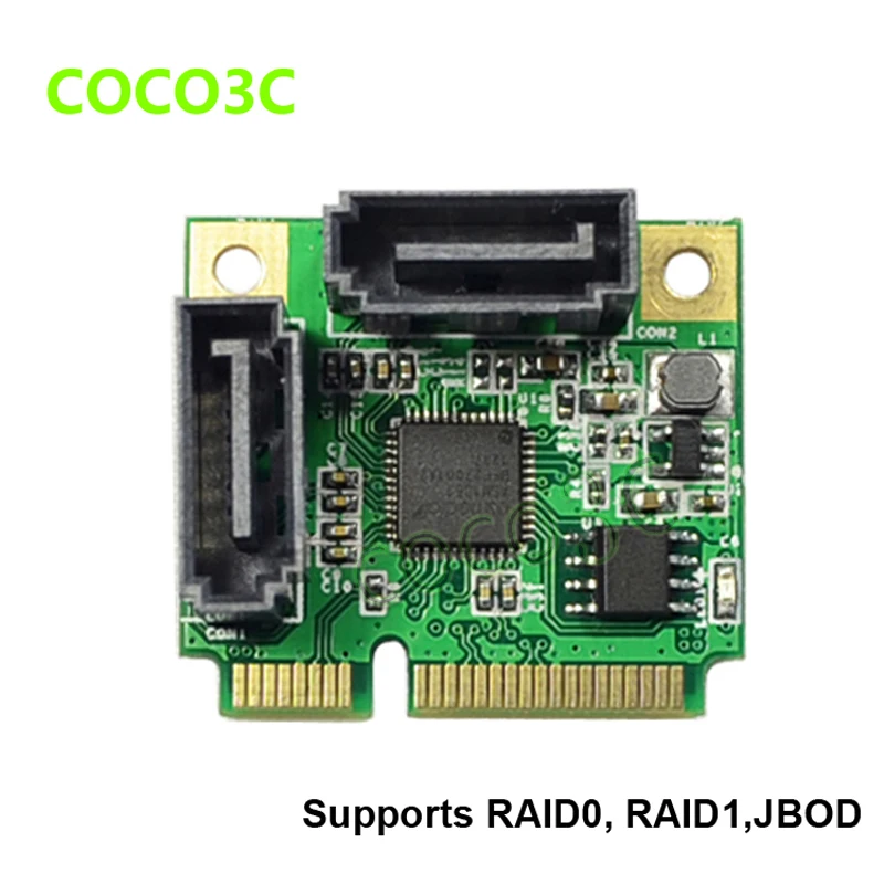 RAID 2 порта SATA 3 0 mini PCIe контроллер карты PCI e к двойному III 6 ГБ конвертер + RAID0 RAID1 JOBD