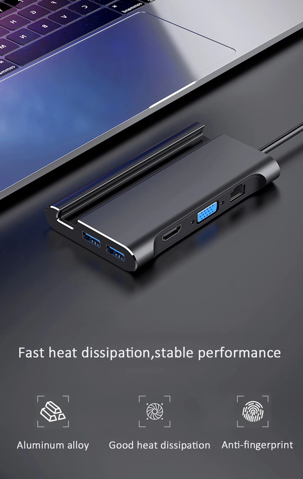 USB C док-станция для ноутбука Thunderbolt 3 HDMI VGA RJ45 PD адаптер с держателем для телефона Подставка для MacBook Pro huawei P30 USB C концентратор