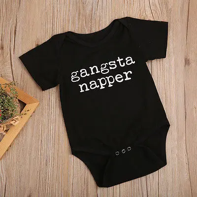 Gangsta/хлопковый комбинезон для маленьких мальчиков черный с короткими рукавами