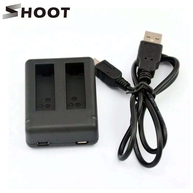 SHOOT AHDBT-401 USB Dual Port Battery Charger for Gopro Hero 4 HERO4 Black Sliver Camera with Cable Go pro Accessories | Электроника