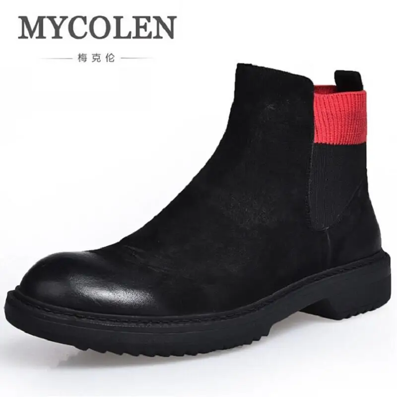 MYCOLEN/мужские ботинки из натуральной кожи итальянские черные роскошные модные