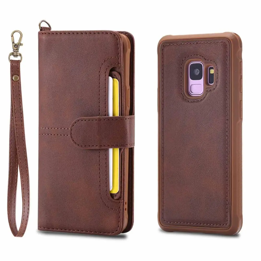 Brown Флип Чехол Для samsung Galaxy S8 плюс мода съемный кожаный бумажник Подставка телефон чехла для Galaxy S8 S9 S9 плюс - Цвет: Brown
