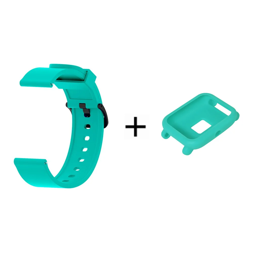 2в1 силиконовый спортивный ремешок для Xiaomi Huami Amazfit Bip Молодежные умные часы 20 мм сменный Браслет+ полный Чехол
