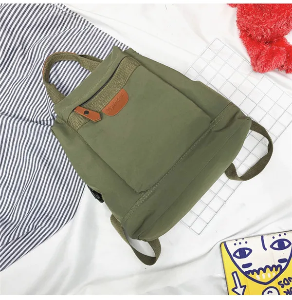 army green Однотонные хлопковые холщовые школьные сумки рюкзак 5 цветов на выбор от XCL03 - Цвет: army green