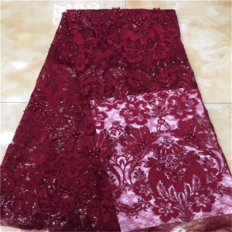 

Latest French Nigerian Laces Fabric 2019 High Quality sequins beads Tulle African Laces Fabric Wedding African French Tulle Lace