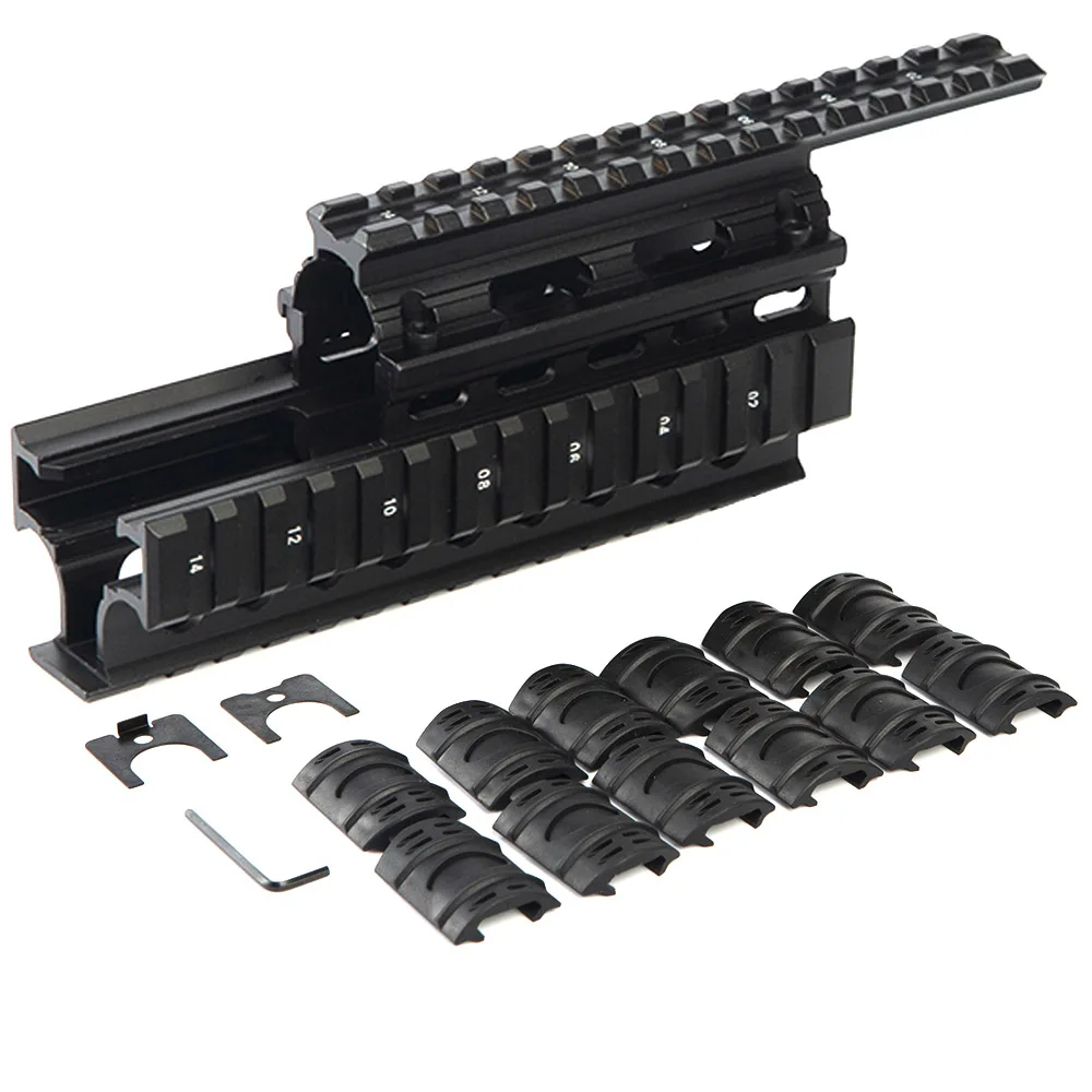 With 12 pcs Covers K47 74 AKS Универсальный Quad Said Rail mount Handguard Quad Side Rail w 12 шт. рельсы крышка страйкбол винтовка Охота Стрельба Caza - Цвет: With 12 pcs Covers