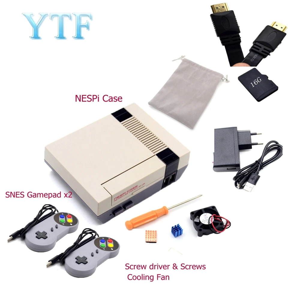 Корпус NESPI NES + карта 16 ГБ вентилятор геймпад 2 шт. адаптер питания ЕС радиатор