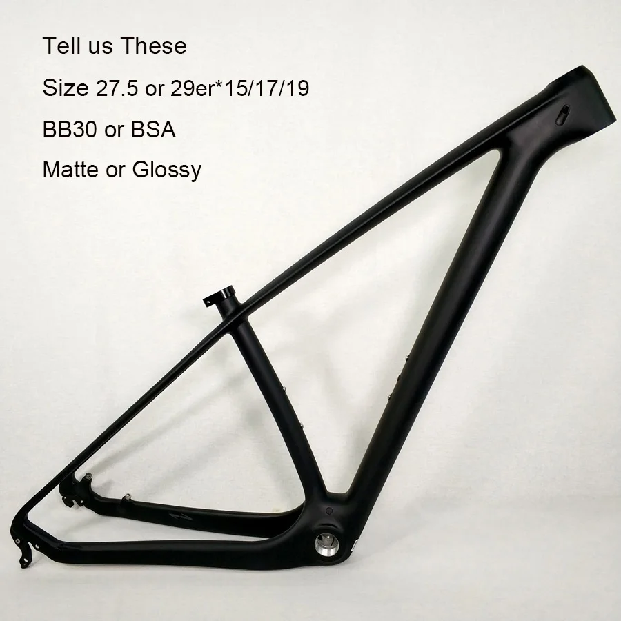 Велосипедная Рама из углеродного волокна, велосипедная рама mtb 15 17 19 29er 27,5 er, горная велосипедная карбоновая рама BSA BB30, красная, 8 цветов - Цвет: all black no logo