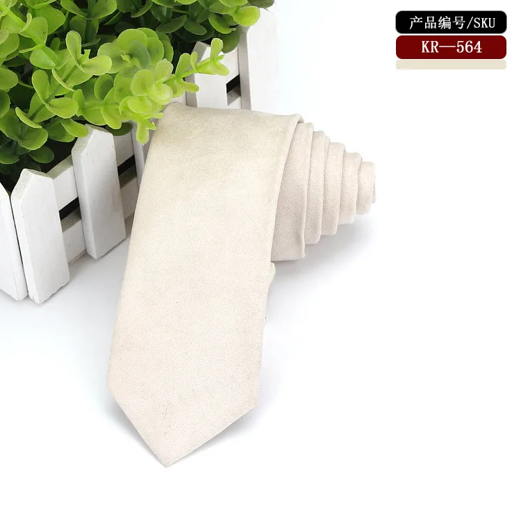 

Stark White Tie for Man Micro Suede Vintage Skinny Leather Necktie Perfect for Formal Events Business Meetings or Weddings
