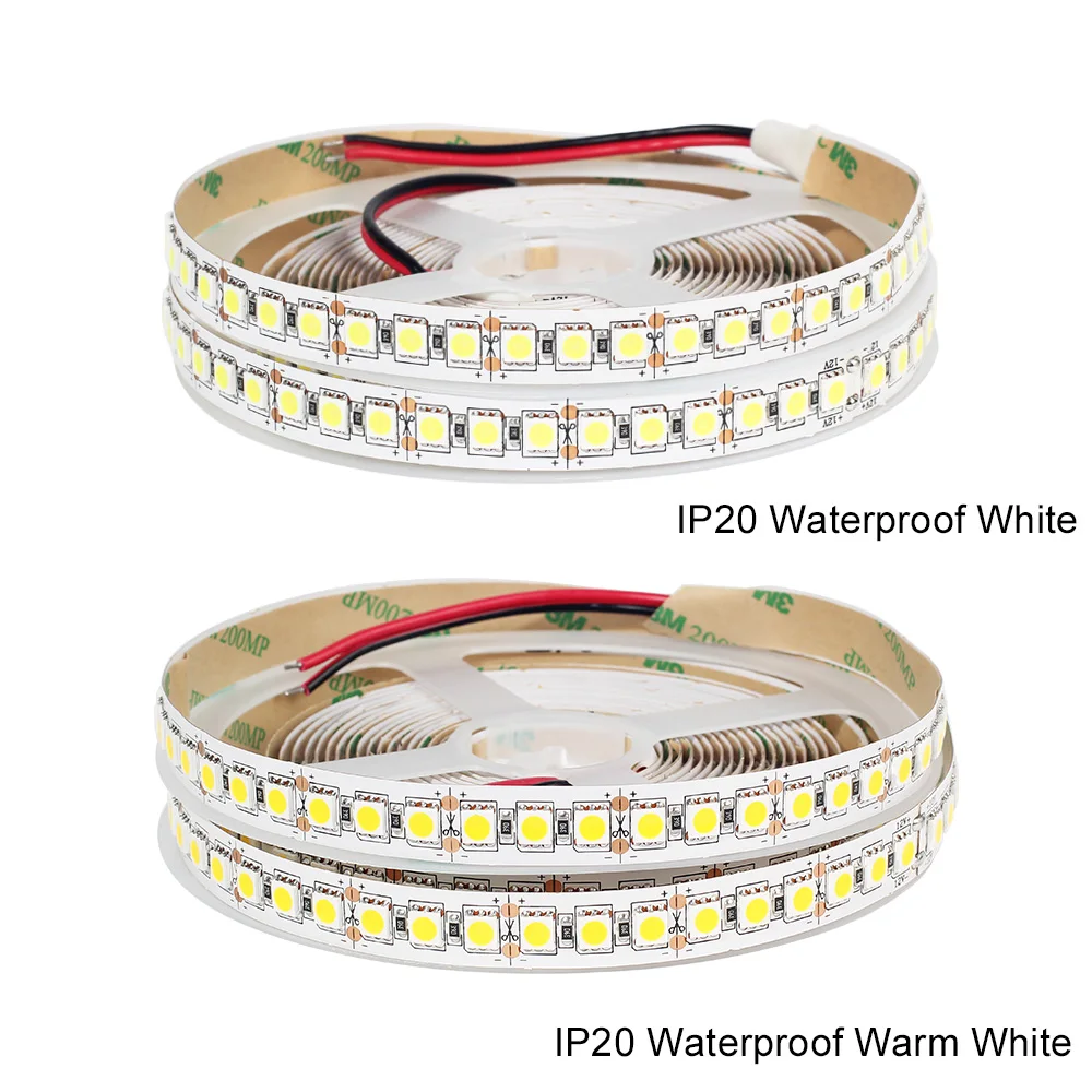 SMD 5050 Светодиодная лента IP20 не Водонепроницаемая DC 12V 5M 600LED 120LED/M Белая теплая