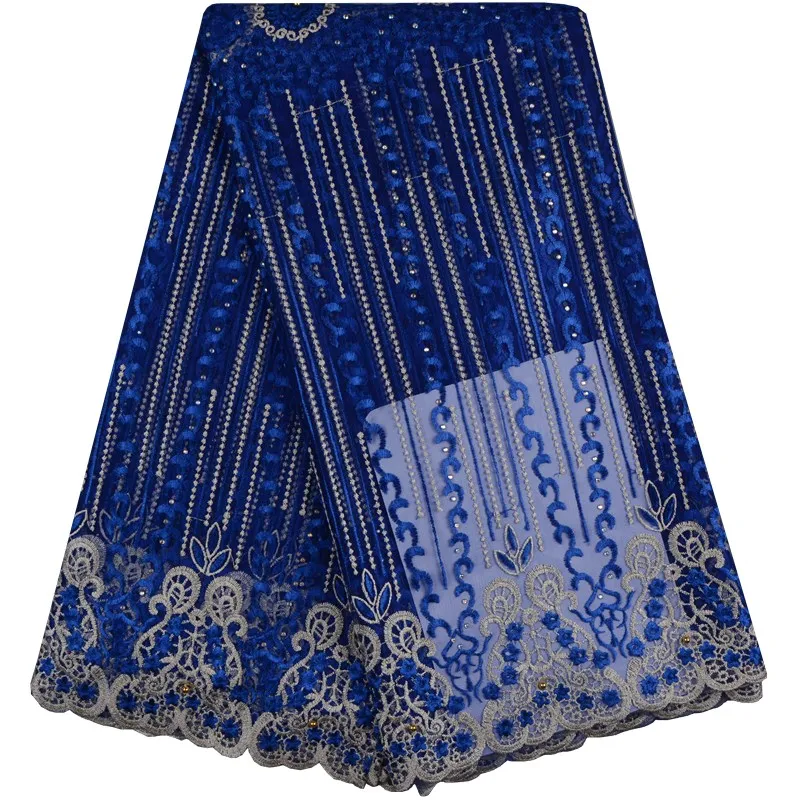 Best Quality African Lace Fabric Blue Swiss Voile High Emboridery French Mesh Nigeria Material F810 | Дом и сад
