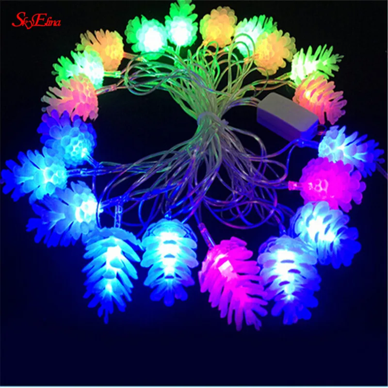 Разноцветный сосновый конус 1 5/3/6 м новогодняя светодиодная гирлянда сказочные