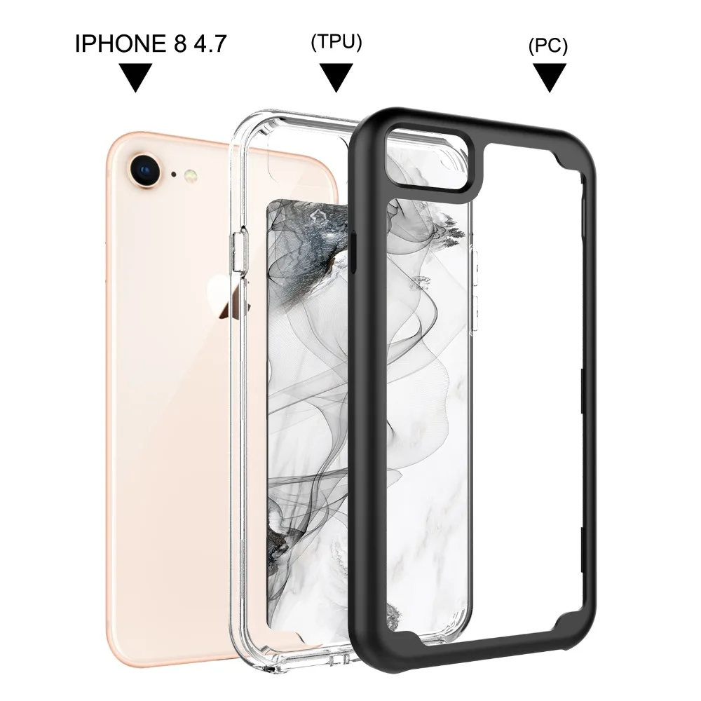 Мраморный противоударный телефон чехол для iPhone 6 6s 7 8 Plus 3 в 1 жесткий пластик и