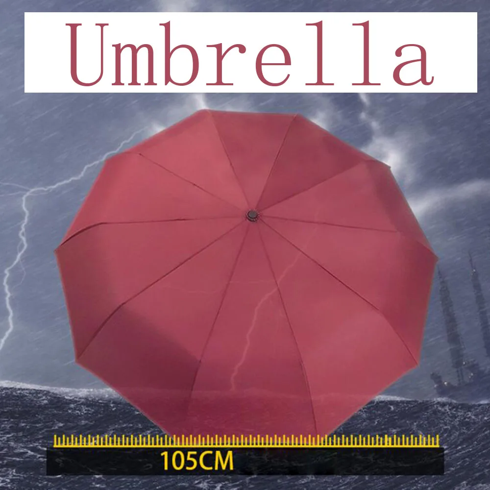 Ветронепроницаемый 3 складной автоматический зонт от дождя для женщин авто